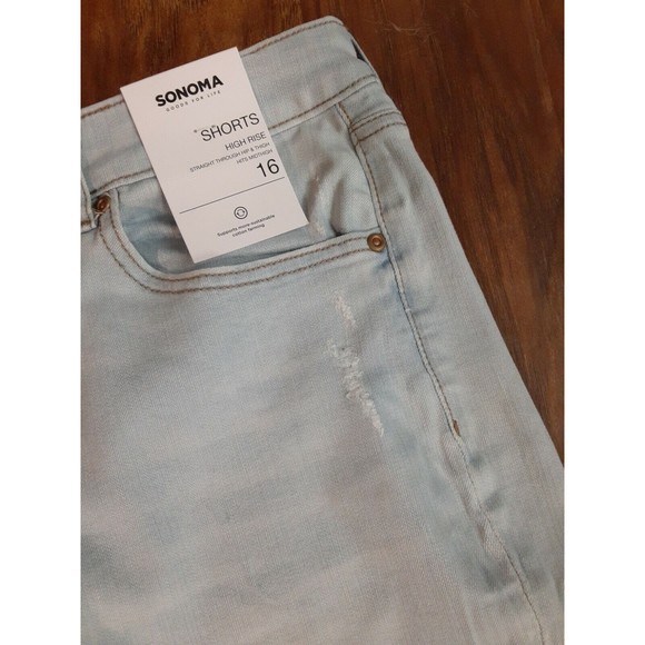 NWT Ladies Sonoma Destructed Cuffed Jean Shorts Size 16 - Picture 3 of 5